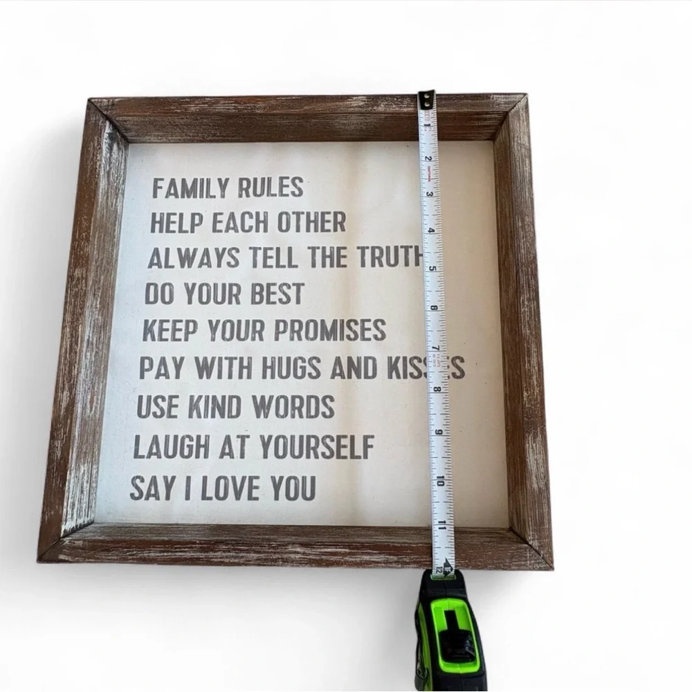 Rustic Brown Family Rules Wall Art